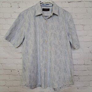 Tasso Elba Modern Striped 100% Cotton Button Up Shirt Size Medium